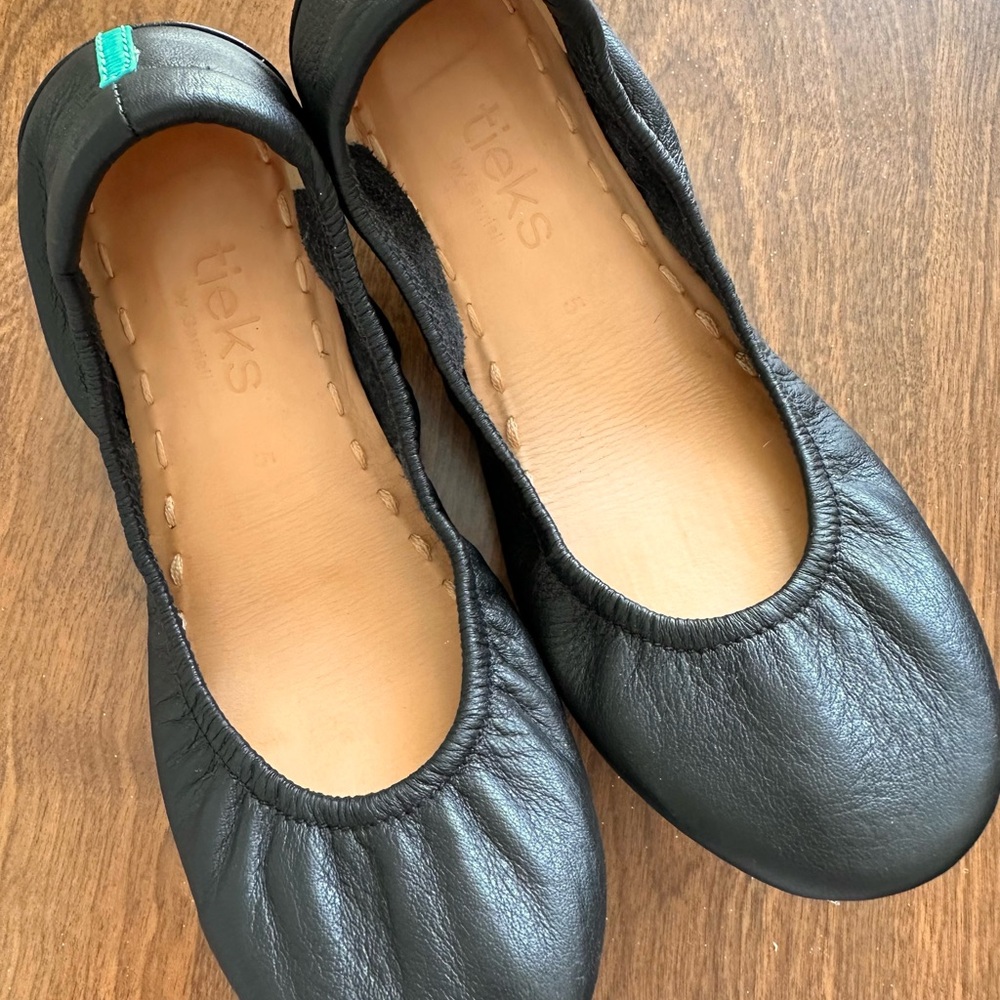 Tieks Black Leather Ballet Flats